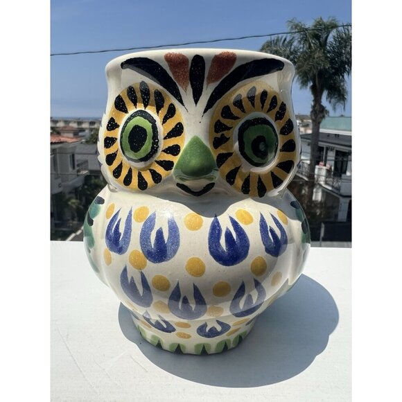 Vintage Handpainted talavera Owl Mug made in Mexico signed AI Gio pottery - Picture 6 of 11